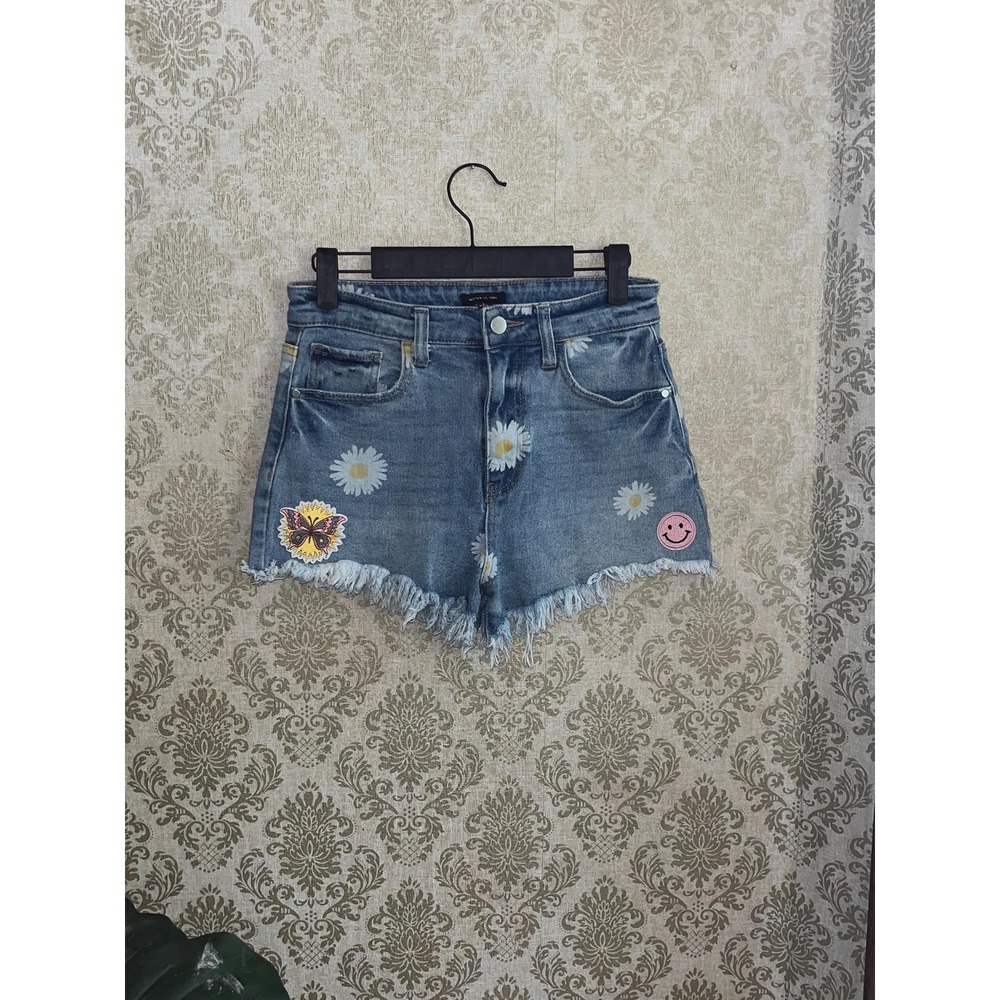 Material Girl Daisy Women's Shorts DIY Upcycled OOAK Sz. 5 Boho Fesival - Picture 3 of 10